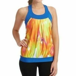 Moxie Cycling Blue Orange Tie Dye Women's Cadence Layered Tank Jersey Medium